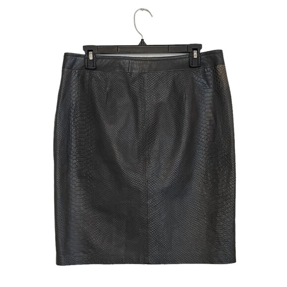 VINCE Pencil Skirt Snake Embossed Wrapped Leather Pockets Lined Graphite Size 8 - Picture 10 of 16